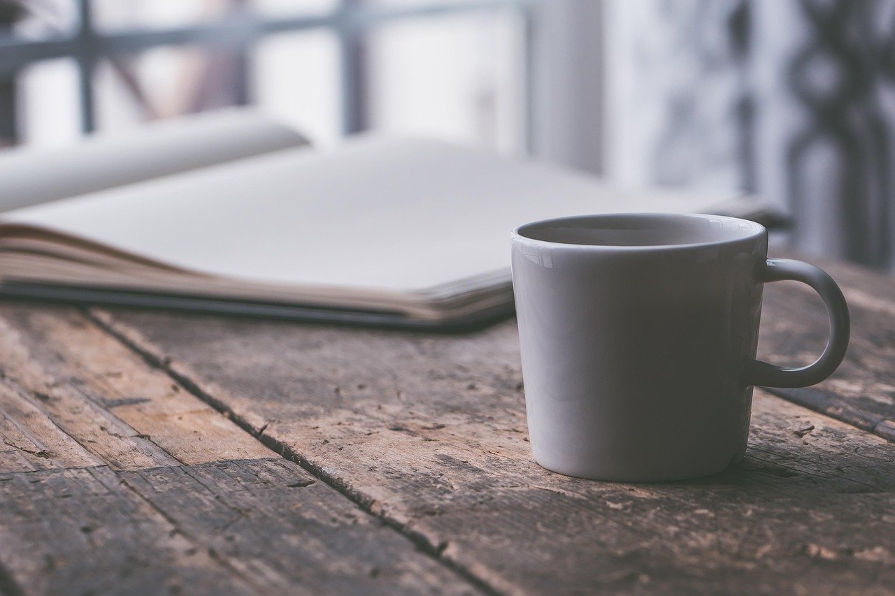 coffee, cup, table, drink, beverage, tea cup, espresso, tea, coffee cup, mug, journal, rustic, workspace, coffee break